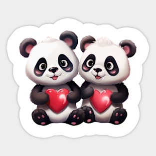 Valentine Panda Bear Couple Sticker